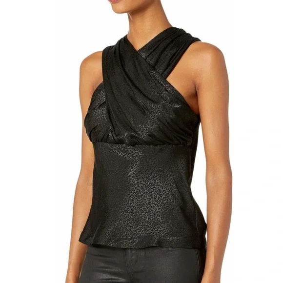 Yigal Azrouel Leopard Jacquard Cross Neck Top - Picture 4 of 15